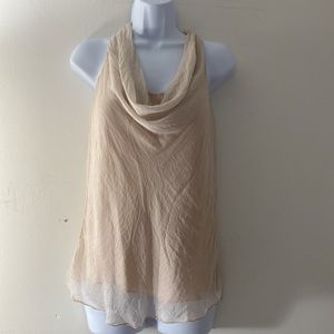 Light pink Draped neck silk top